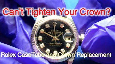 rolex case crown hole|rolex crown case tube repair.